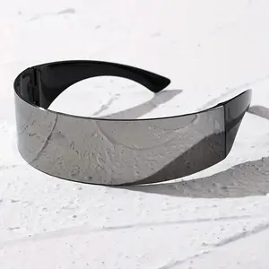 Y2K Space Cowboy Party Wrap Around Futuristic Sunglasses : One-piece UV400 Eyewear Rimless