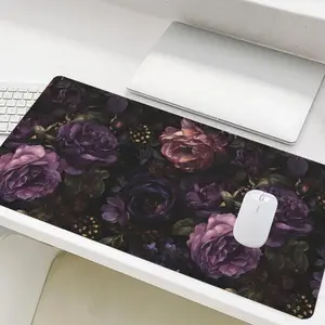 Floral Pattern Mouse Pad, Rectangle Gaming Mouse Pad, Office Desk Keyboard Mat for Home Office Game Room Desk