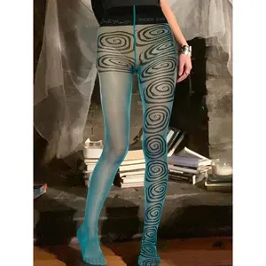 y2k Aesthetic Tights Women Creative Heart/Floral/Cloud/Plaid Printing Stockings Leggings Elastic Render Pants