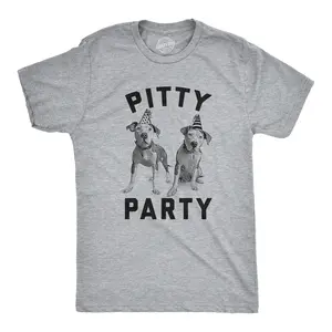 Mens Pitty Party T Shirt Cute Pitbull Dog Tee Gift for Pet Owner Mens Funny T Shirts Cool Vintage Fashion T-Shirt Gift Classic Menswear Funny Dog Short Sleeve Novelty Tees for Guys Light Grey