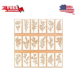18 Sheet Reusable Flower Stencils for Painting