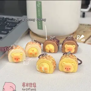 butter bear cake roll miniature food charm keychain/phonechains Accessories Cellphone Smartphone