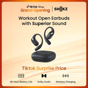 SHOKZ New OpenFit 2+ Open-Ear Headphones, Dolby Audio Enabled, Comfortable Earbuds with Soft Ear Hooks, 48H Playtime, IP55 Water-Resistant, USB-C Fast Charging, Wireless Charging