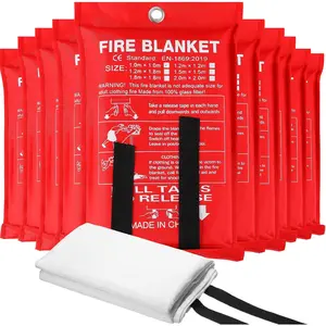 10 Pack Fire Blankets - Bulk  Flame Retardant Fiberglass Fire Suppression Blankets - Fireproof  Safety Cover for , Kitchen, Camping, , Office, Warehouse - 39 x 39 Inch