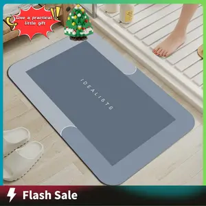 Bathroom Toilet Mat, Quick-Drying Water-Absorbing Floor Mat, Rubber Anti-Slip Bottom Design, Suitable For Bathroom, Washbasin, Toilet, Kitchen, Living Room, Beside The Bathtub, Laundry Room, Bathroom Decoration. Bathmat