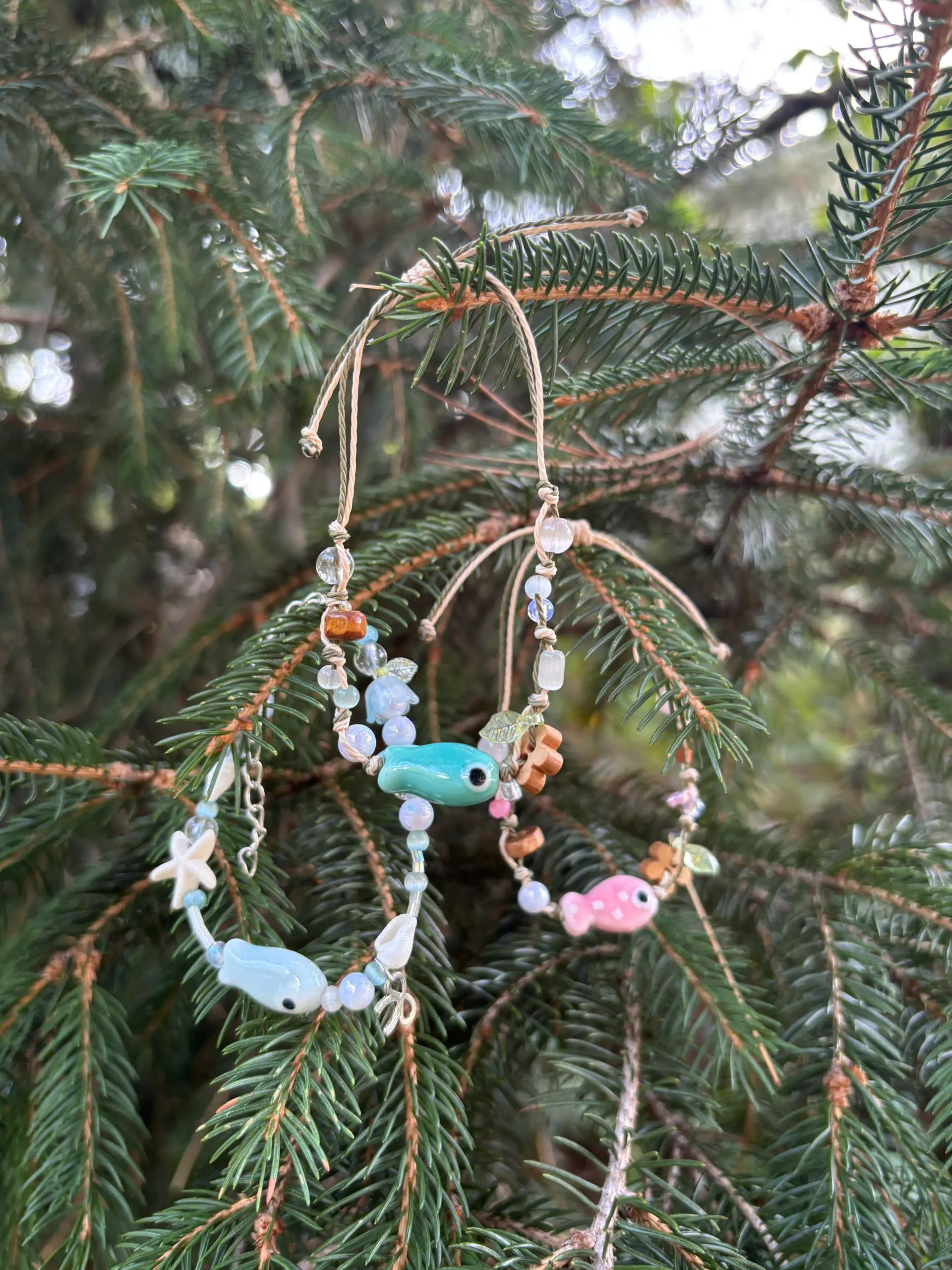 Handmade Crystal Bead Bracelet with Cute Charm, Boho Jewelry, Summer Theme With Cute Fish Charm