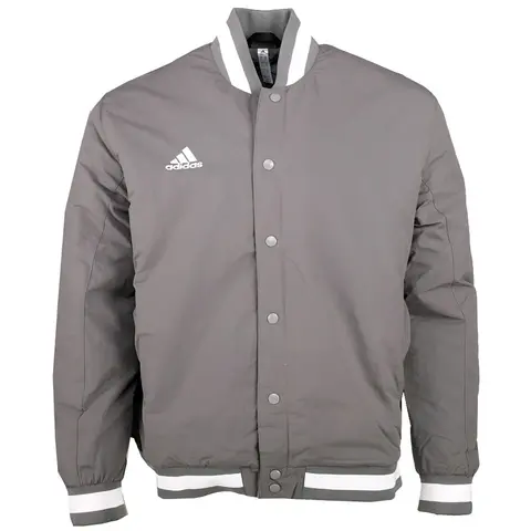 adidas Mens Dugout Coaches Button Up Baseball Jacket Athletic Outerwear Casual - Grey