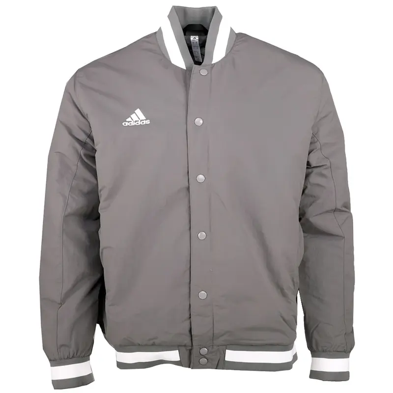 adidas Mens Dugout Coaches Button Up Baseball Jacket Athletic Outerwear Casual - Grey