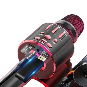 Karaoke Microphone with Speaker All-in-One Built-in Sound Card Wireless Bluetooth for Phone TV Home Singing