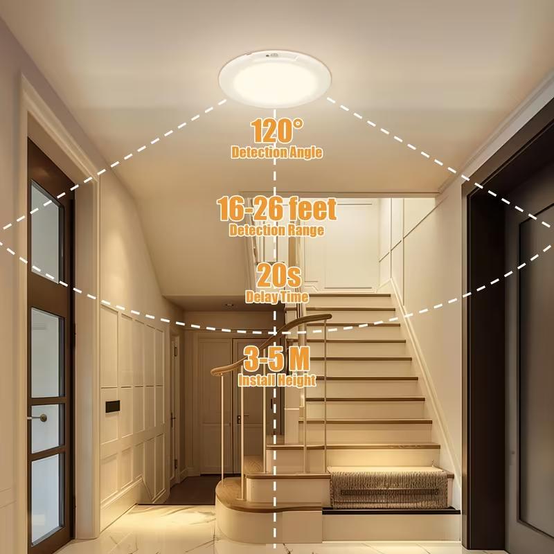 1/2/3Pack Rechargeable Motion Sensor Ceiling 3 Color Modes Light with Remote Control - Magnetic Wireless Ceiling LED Light for Closet Shower Stairs Shed Hallway Porch Patio Pantry Garage ect