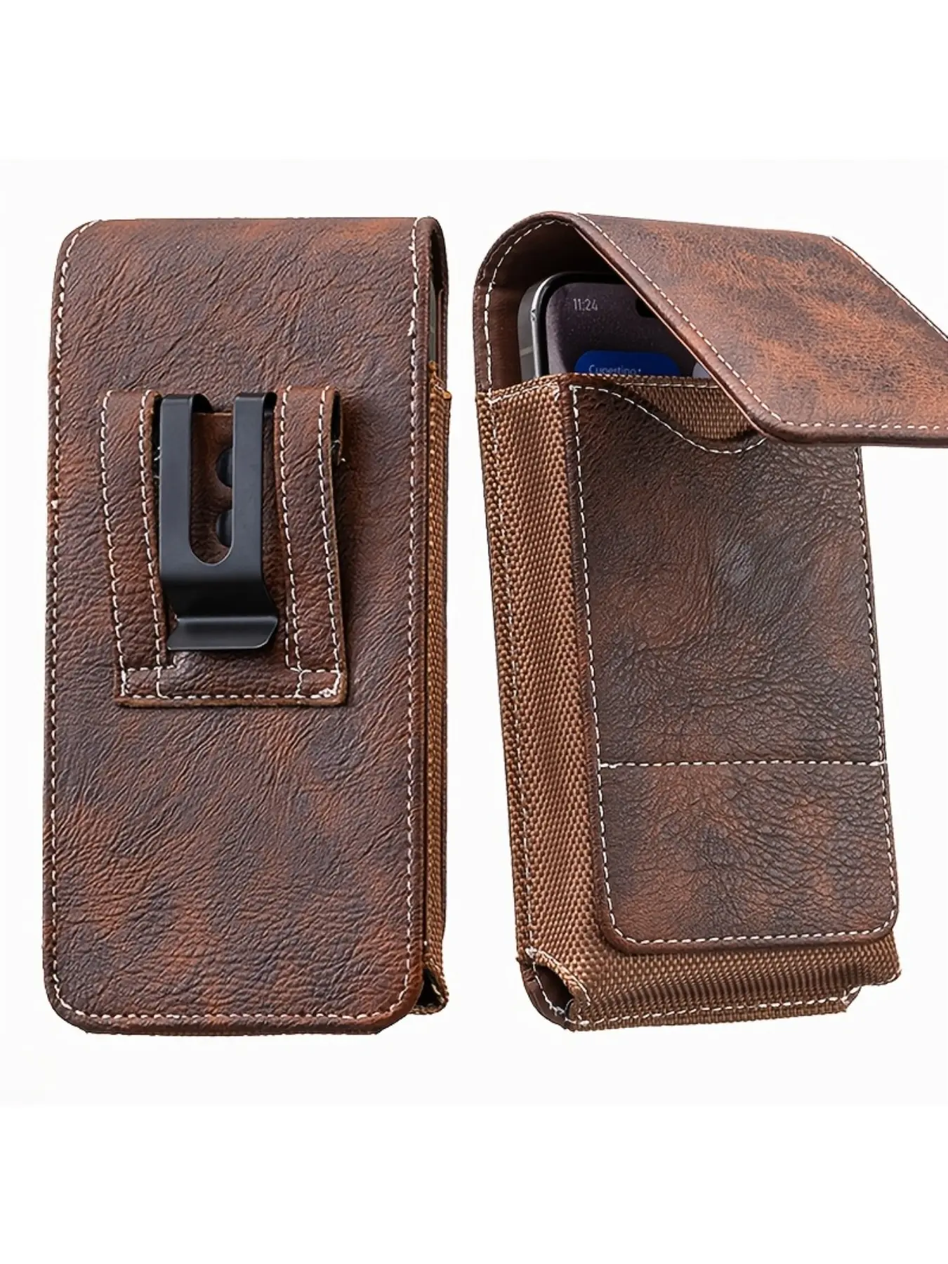 Men's Cell Phone Holster Pouch with Card Holder, Belt Clip Holster for iPhone 17 Pro Max Samsung Galaxy S25 S24 S23 S22 S21 S20 Ultra A16 A15 A14 A13 A55, Black Available