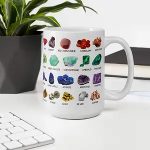 Crystal Collection Mug Rainbow Rock Lover Geologist Gem & Mineral White Coffee Mug