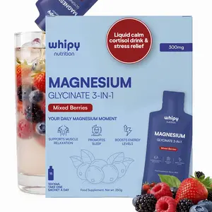 Whipy Nutrition Magnesium Glycinate 3-in-1 - Calm Drink Mix | Mixed Berries | 300mg for Stress Relief, Cortisol Balance, Sleep & Total Body Calm