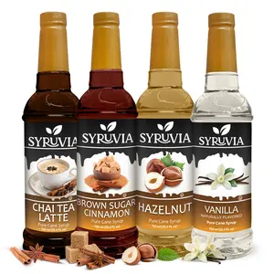 Syruvia Coffee Syrup Variety Pack – Chai Tea Latte, Brown Sugar Cinnamon, Hazelnut & Vanilla – Perfect for Coffee, Lattes, Iced Tea & Desserts – 25.4 Fl oz Bottles (4 Pack)