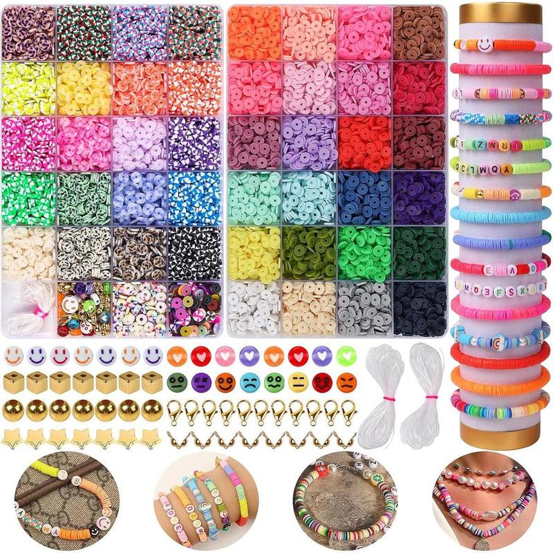 Cozy Fall Gift 9360PCS Clay Beads Bracelet Making Kit – 46 Colo-rs, Flat Polymer Heishi Beads with Complete Jewelry Making Accessories for Friendship Bracelets and Crafts