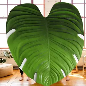 Monstera Leaf Pattern Flannel Blanket, 1 Count Cool Bedroom Bedding Blanket, Soft Warm Throw Blanket for Home Office Travel Camping Dormitory