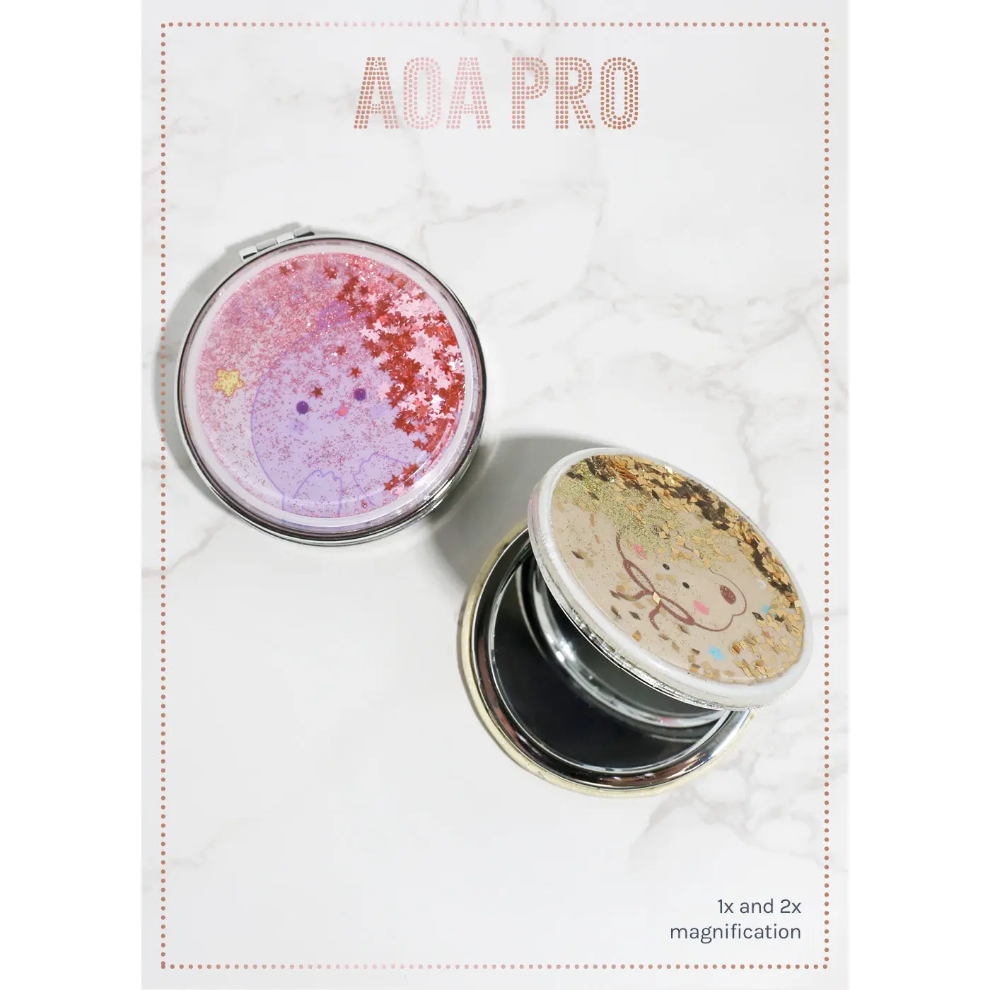 AOA Pro Double-Sided Compact Mirror – Cute Glitter