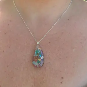 Women's Natural Crystal Ocean Drop Necklace - Full Moon, Enhydro, Piezoelectric Natural Crystal Jewelry Accessory