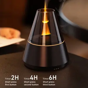 1pc 120ml Candlelight Flame Ultrasonic Aroma Diffuser with Timer Function, Home Desktop Humidifier, USB Powered Simulated Candlelight Aromatherapy Diffuser Machine, Portable Desktop Essential Oil Diffuser Air Humidifier for Bedroom, Living Room