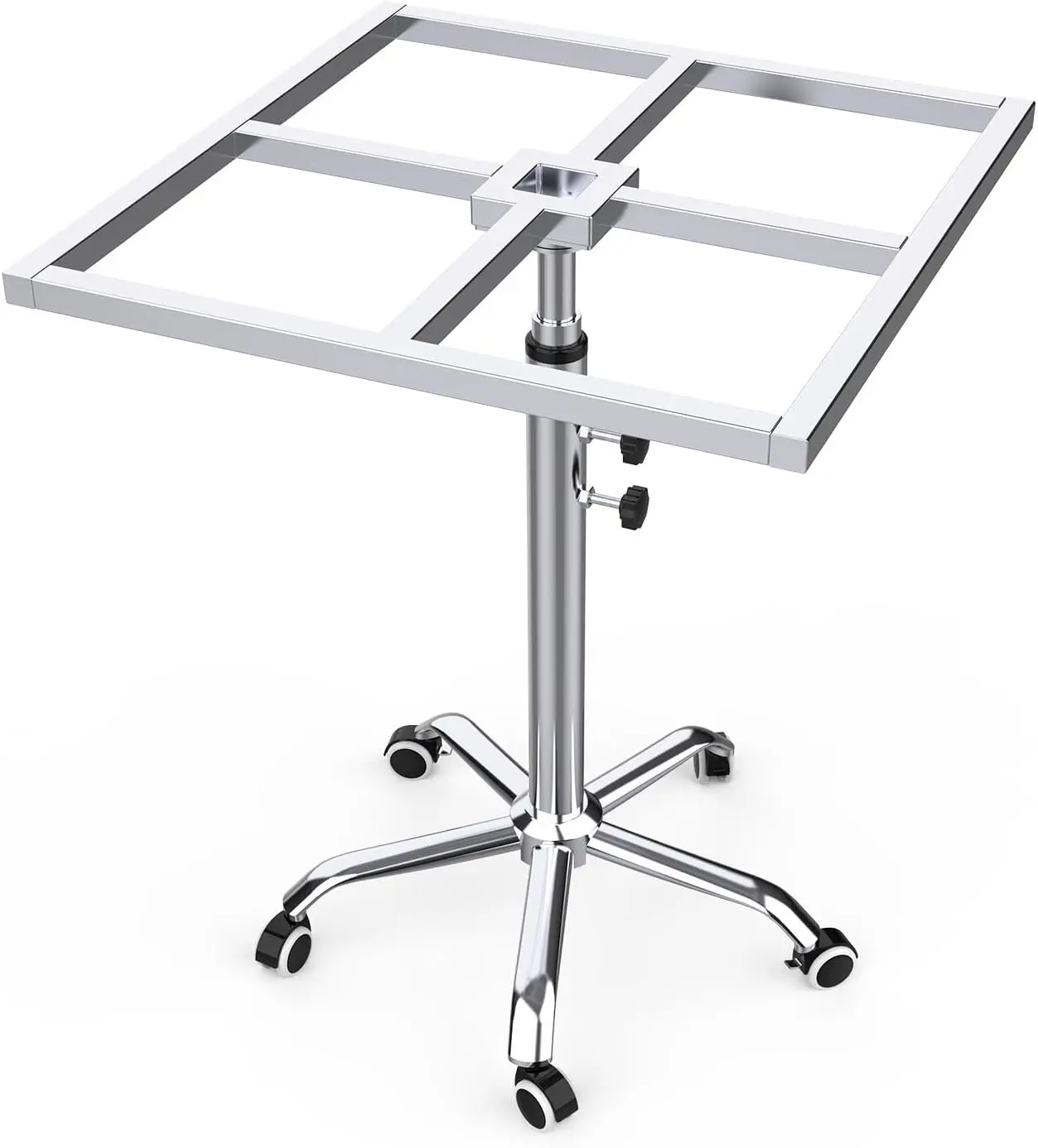 huyear Upgraded Movable Rotating Paint Rack with Wheels, | Stable Lifting Spray Paint Rack, Stainless Steel, 360 Degrees Rotating Paint Stand, For Spraying Door and Car Body, Silver