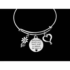 Best Friends Forever Adjustable Bracelet Expandable Charm Bracelet Silver Bangle Trendy Gift