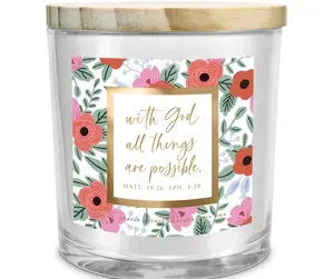 360 Stand Dicksons 35058 Floral Scented Cotton Soy Candle with 360-Degree Stand, Aroma Home Decor Item, Flower-Themed "With God All Things" Gift for Home Supplies, Decoration, Flowers