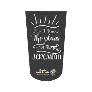 Amputee Sock "For I Know the Plans I Have for You blk V1", Prosthetic Limb Sock, 3ply Stump Sock