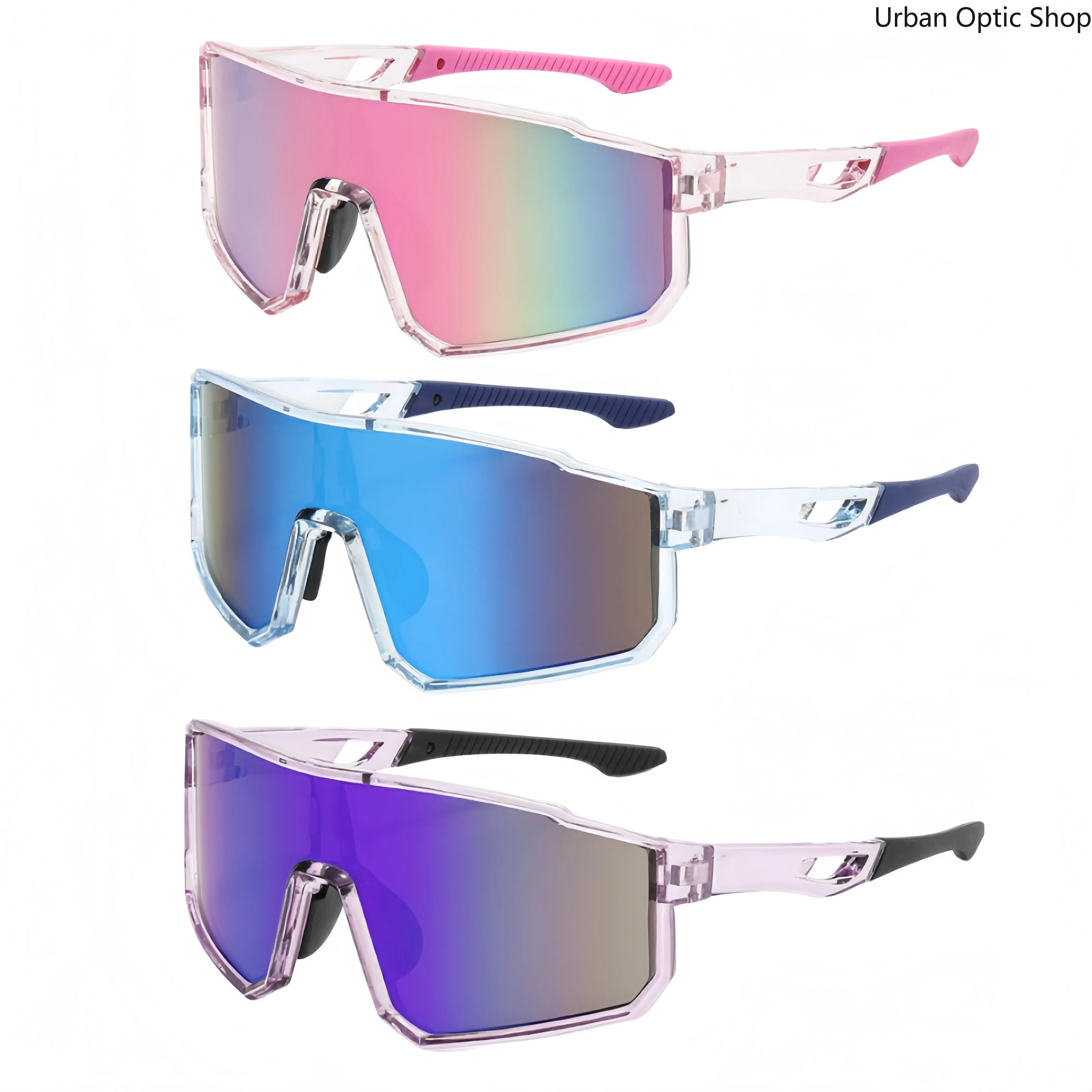Unisex 1-Piece Cycling Sunglasses - UV400 Protection, Windproof, Colorful Mirrored Sports Eyewear for MTB Road Bike Riding, Summer Vacation Beach Outfits