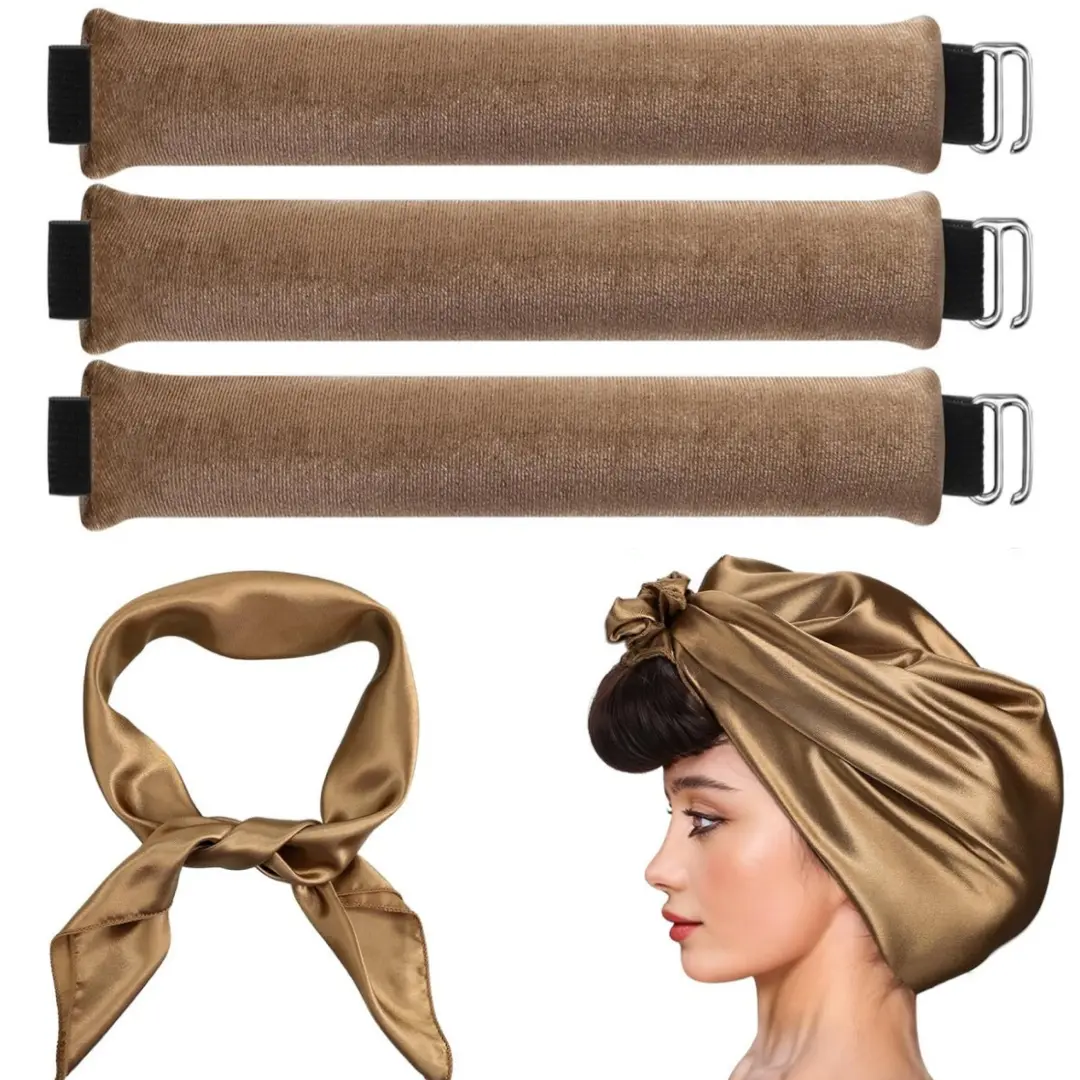 3 Pack Sleeping Heat Free Hair Curlers, Flexible Curling Rod Headband with Silk Scarf, Non-Damaging Overnight Curling Styling Tools for Women