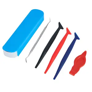 KUNAISI 5-Piece Car Vinyl Wrap Tool Set, Plastic Felt Edge Vinyl Scraper, Window Film Cutter Blade, Decal Application Tool, Tool Kit