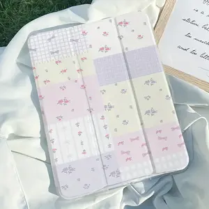 Colorful Flower Design Protective Case with Stand for iPad 9 10 2-inch Cartoon Air5 with Pen Slot Transparent Anti-Drop for iPad 11-inch M3 A16