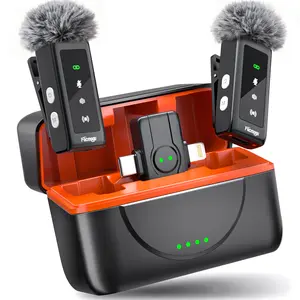 Facmogu K80 magnetic lavalier microphone (with windproof fur cover and charging case), AI noise reduction and excellent quality, suitable for iPhone, Android,  iPad, suitable for video live broadcast, vlog, outdoor, and online classes, with charging case