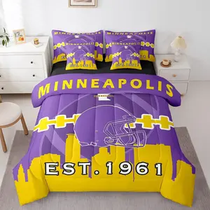 7 Pcs Comforter Set,Football Bed in a Bag for Kids and Adults,Football City Bedding Set with Pillowcases and Cushion Cases(Minnesota)