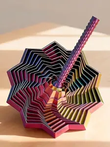 1pc 3D Printed Multicolor Star-Shaped Fidget Spinner - Octahedron Sensory Toy with Handle, Precision Fidget Gadget for Adults , Desk Decor, Focus Aid, Collectible Desktop