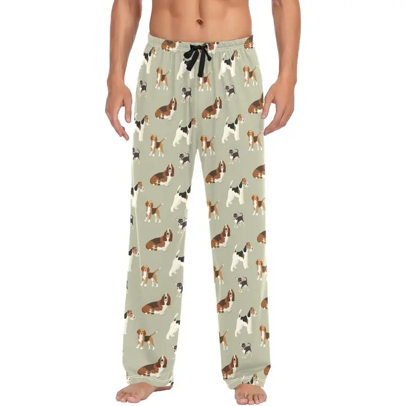 Men's Cotton Pajama Pants Soft Comfy Sleep & Lounge Bloodhound Beagle Pjs Bottoms with Pockets