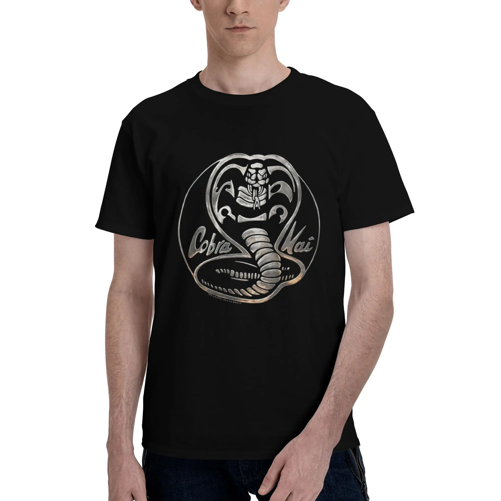 Metallic Cobra Kai Dojo Logo Unisex Black Crewneck T-Shirt
