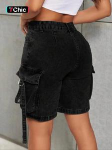 women's denim pocket cargo shorts, fashion basic casual fitted shorts for daily outdoor wear, ladies bottoms for spring summer, womenswear, flap pocket shorts