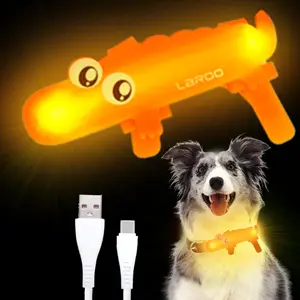 LAROO Little Crocodile Silicone Glowing Versatile Strap for Pets & Babies Night Safety USB Rechargeable LED Collar Light
