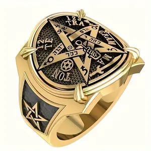 Ring with Ancient Egyptian Pentagram Magical Symbol, Copper Fashion Accessories, Perfect Choice for Halloween, Easter, Christmas, and Birthday Gifts Witchy Jewelry