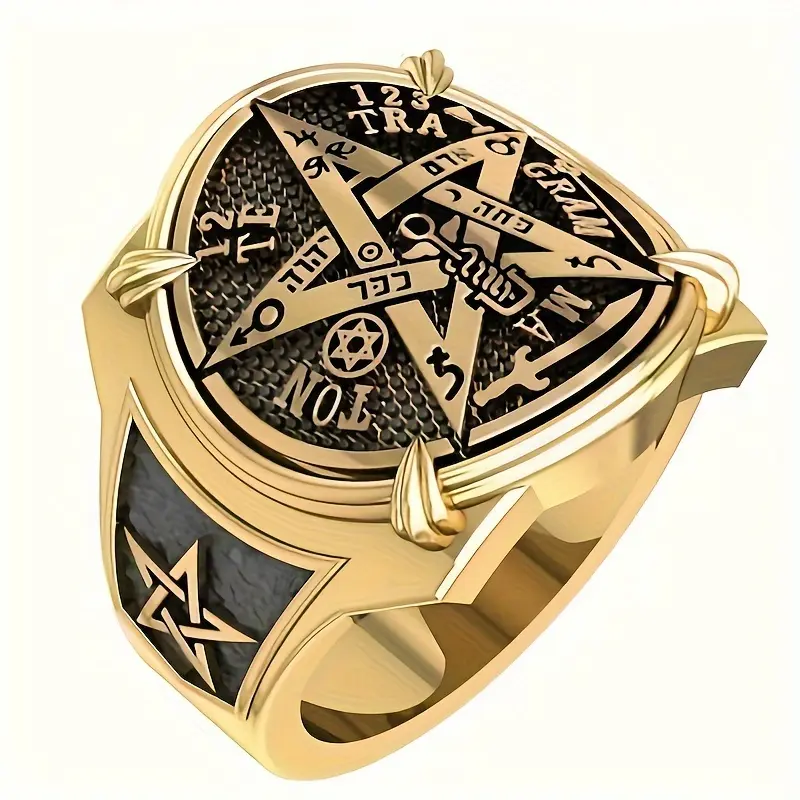 Ring with Ancient Egyptian Pentagram Magical Symbol, Copper Fashion Accessories, Perfect Choice for Halloween, Easter, Christmas, and Birthday Gifts Witchy Jewelry