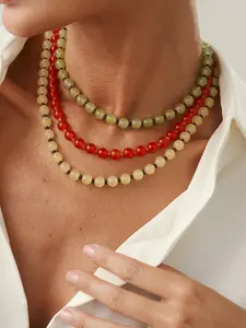 Elegant Women's Beaded Glass Necklace, Simple Fashion Linear Jewelry for Daily Wear & Parties, Versatile Gift for Ladies, Jewelry Accessory