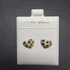 14k Nugget Earrings Heart Shape Medium Size Solid Gold 14 KT. Gold Earrings for Women