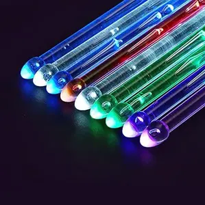 Rechargeable 15 Color Changing LED Light Up Drum Sticks With Storage Bag, Glow In The Dark Drumsticks, Drummer Gifts Glow Plastic Drum Sticks for Adults,Personalized DrumSticks（２pcs／Pack）