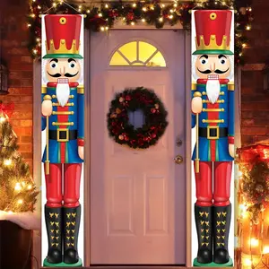 1 Pair Vibrant Christmas Nutcracker Soldier Pattern Christmas Banner, Door Banner Couplets, Christmas Decoration Christmas Pendants Door Christmas Yard Sign, Home Hanging Xmas Porch Sign Decoration for Indoor, Outdoor, Door Holiday Decor