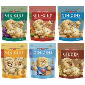 Gin Gins Ginger Chews Variety Pack of 6 Bundle - 1 of each flavor (Original, Spicy Apple, Peanut, Double Strength, Super Strength, Crystallized Ginger)