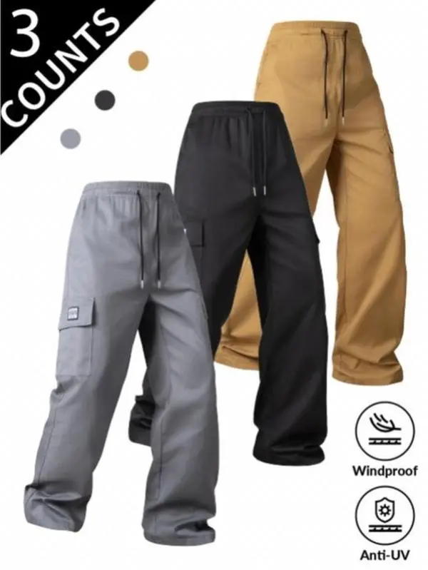 2026 trendy men’s three-piece cargo suit includes cargo long pants, matching short-sleeve top and casual shorts, blending casual daily style and athletic comfort with classic American street aesthetics.Equipped with multiple large-capacity functional