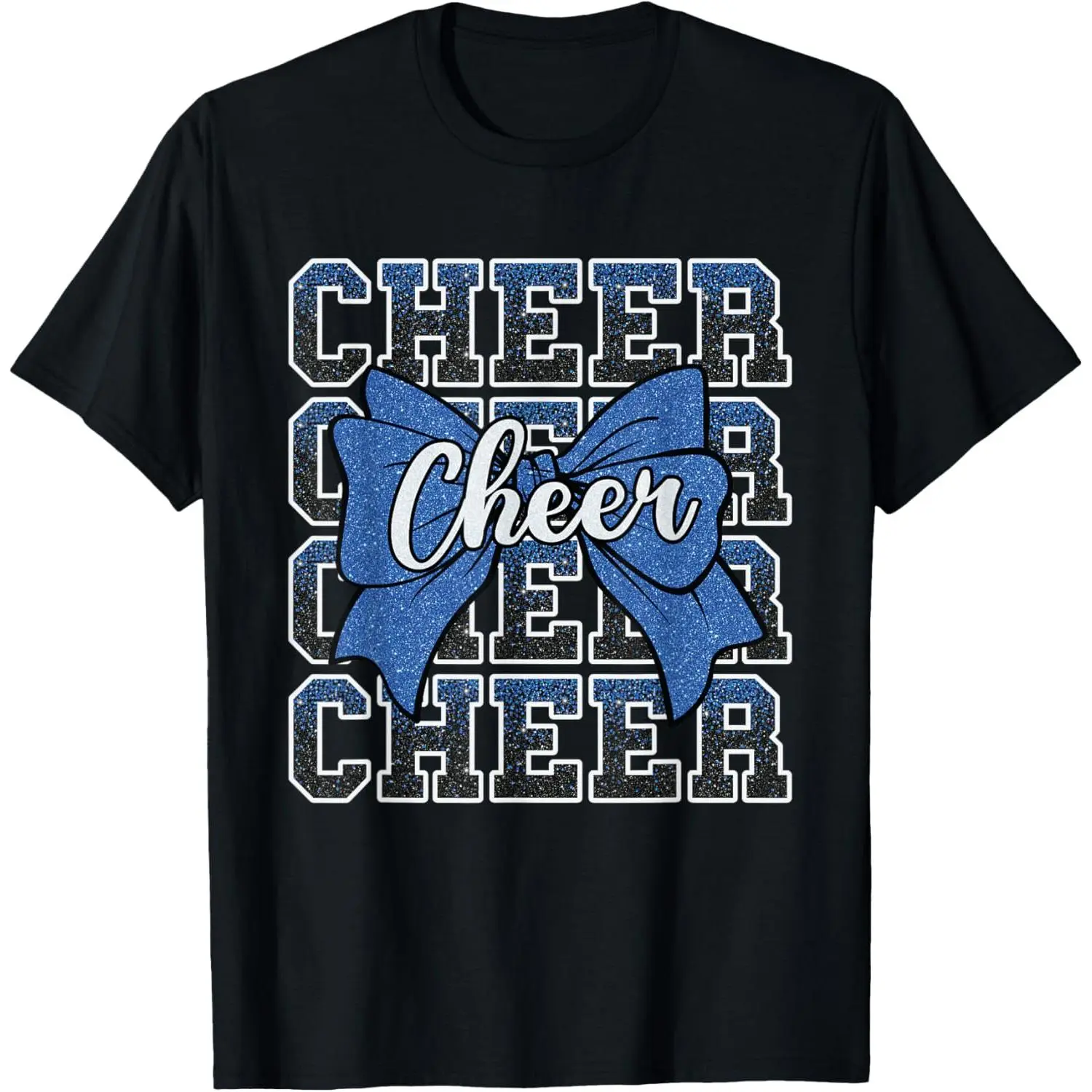Coquette Cheer Bow Sport Cheerleader Cheerleading Blue T-Shirt