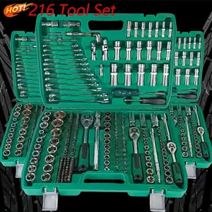 QZ New Model 216-piece Automotive Repair Tool Set, Including 72-tooth Chrome Vanadium Steel Ratchet Wrench and Toolbox