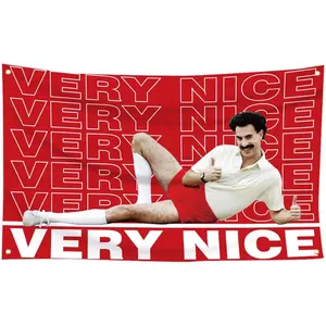 60in x 40in Borat Very Nice! Sacha Baron Cohen Movie Meme Funny College Dorm Flag Banner