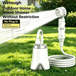 Wetough Portable Camping Shower Outdoor Camp Shower Pump,Upgrade Rechargeable Electric Shower Pump with Intelligent Digital Display Multiple Spray Modes for Camping, Hiking, Traveling,RV